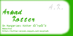 arpad kotter business card